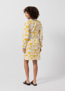 Yellow Floral Printed Cotton Dress