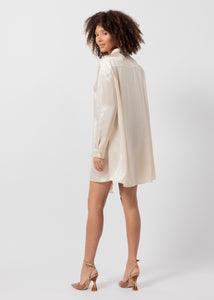 Nude Silk Shirt Dress