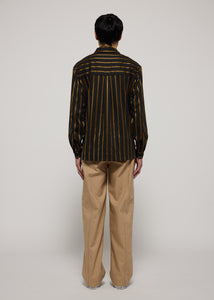 GOLD LUREX STRIPED - DROPPED HEM LONGSLEEVE SHIRT