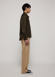 GOLD LUREX STRIPED - DROPPED HEM LONGSLEEVE SHIRT