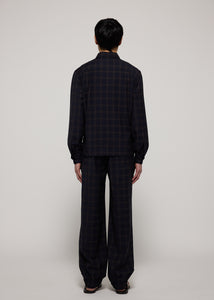 WOOL CHECK - RETICULATED HEM WRAPPED SEAM SHIRT